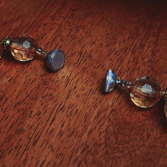 Large Faux Amber Beaded Necklace with Unique Clasp ~ Very Vintage - Picture 6 of 7